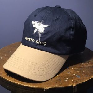 Puerto Rico Shark hat tourist cap adjustable back strap 6 panel baseball style